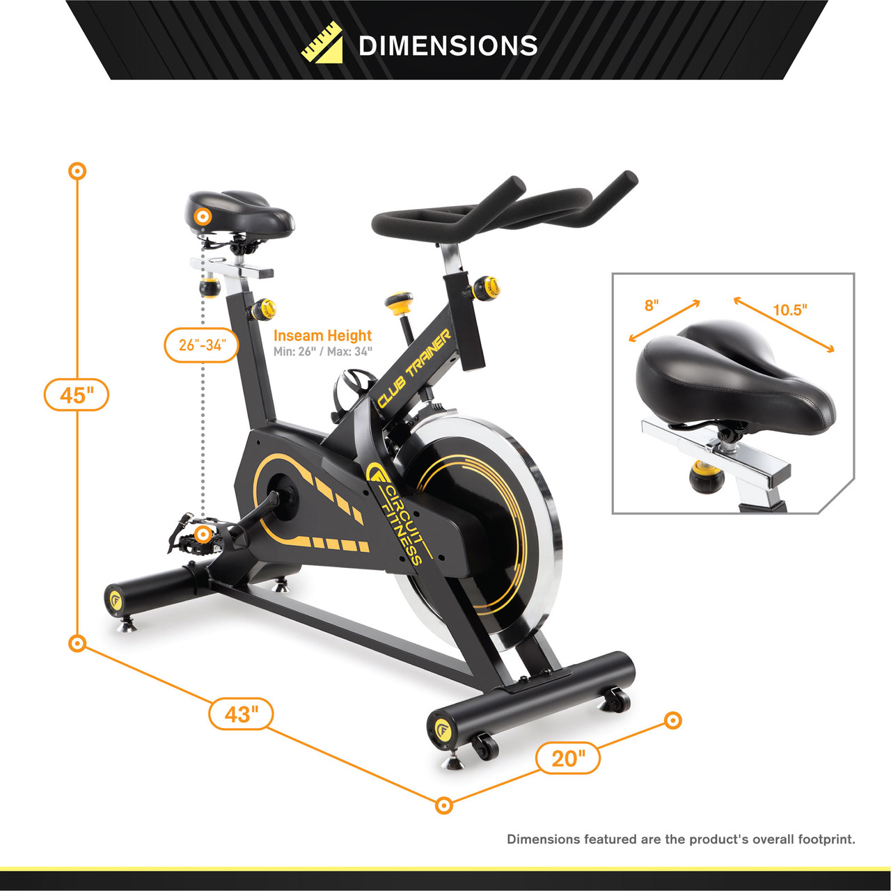 Indoor Cycling Bike with 40 lbs Flywheel & Bluetooth | Circuit Fitness AMZ-955BK-BT Exercise Bike - Premium Construction