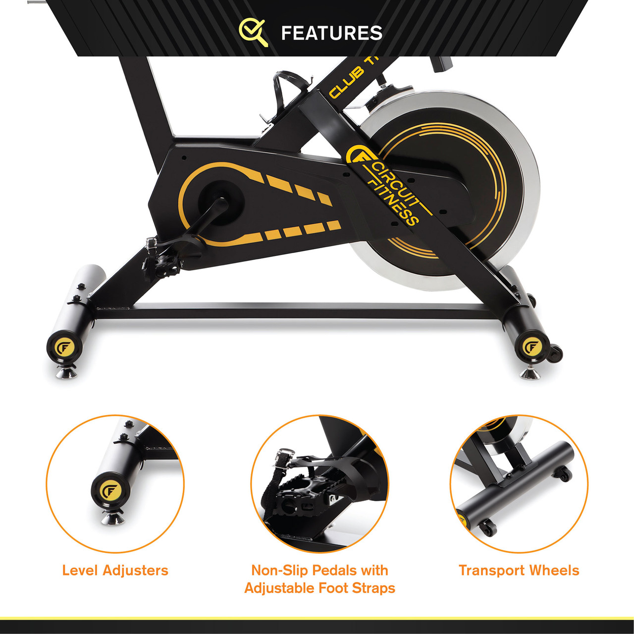 Indoor Cycling Bike with 40 lbs Flywheel & Bluetooth | Circuit Fitness AMZ-955BK-BT Exercise Bike - Safe and Durable