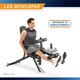 Marcy Deluxe Utility Weight Bench SB-350 - Infographic - Leg Developer