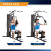 The Marcy 150 lb Stack Home Gym MWM-990 features butterfly handles that allow you to do fly and chest press exercises to workout the upper body muscles