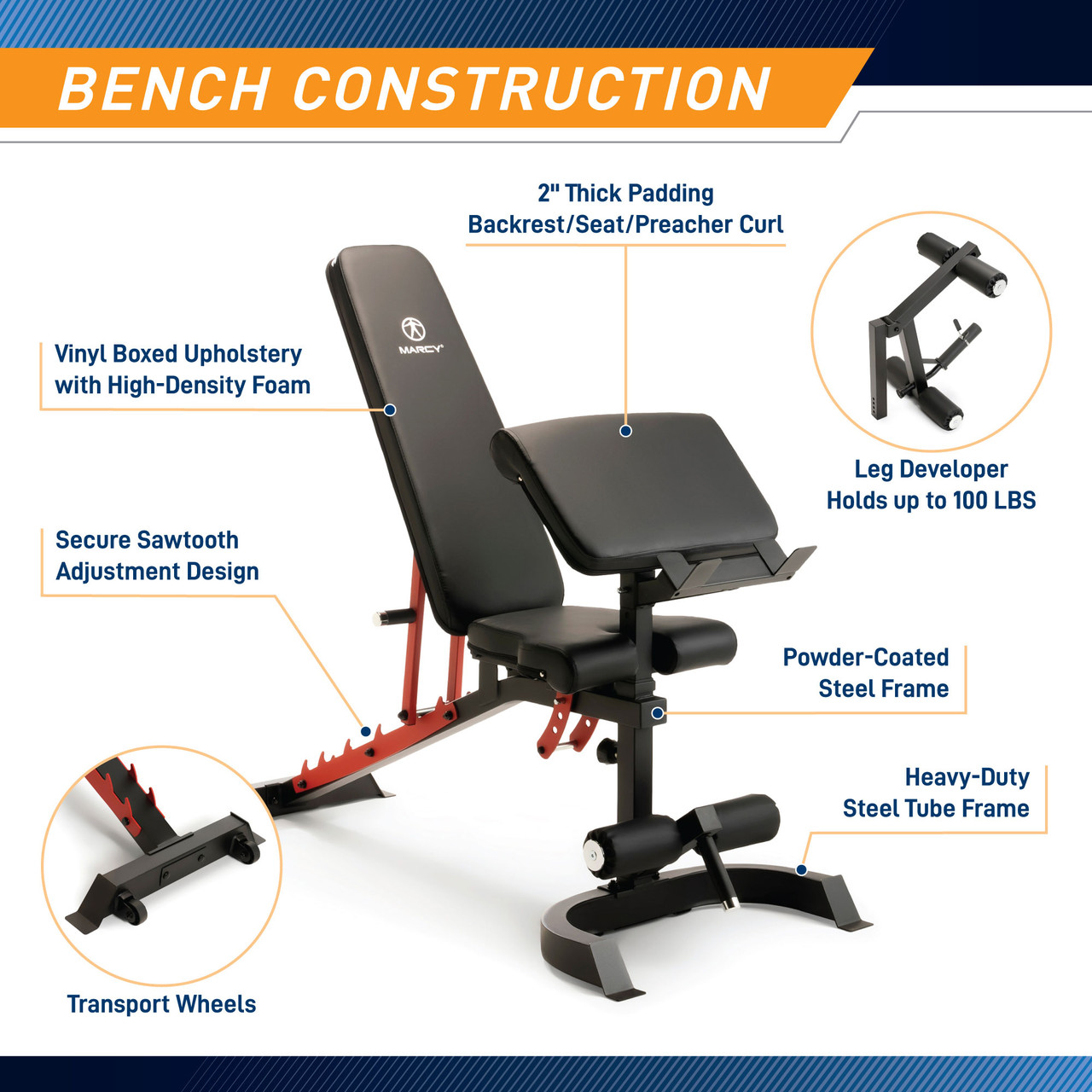 Marcy Pro Deluxe Smith Cage Home Gym System – SM-7553 - Bench Versatility