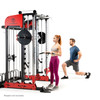 Marcy Pro Deluxe Smith Cage Home Gym System – SM-7553 - Model Curling with lat bar and using ankle strap