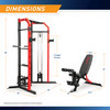 Power Cage System with Adjustable Weight Bench – SM-7393 Marcy - Infographic - Dimensions